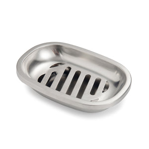IMEEA SUS304 Stainless Steel Soap Dish 5.6 inch with Double Layer Drainage Design and Brushed Finish