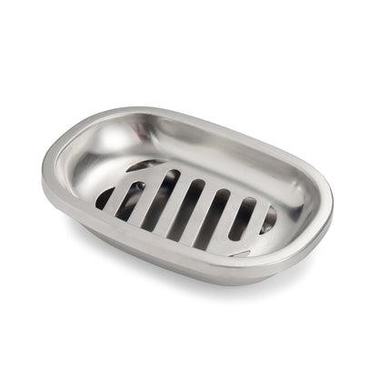 IMEEA SUS304 Stainless Steel Soap Dish 5.6 inch with Double Layer Drainage Design and Brushed Finish