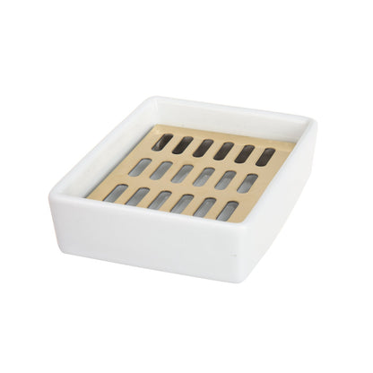 Elegant Gold SUS304 Stainless Steel Soap Holder with double layer drainage design for bathroom