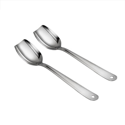 Comfortable Grip 18/8 Stainless Steel Solid Serving Spoon Set 10 inch featuring an ergonomic handle design