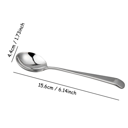 SUS304 Stainless Steel Soup Spoon size guide showing 6.14 inch overall length and 1.73 inch bowl width measurements