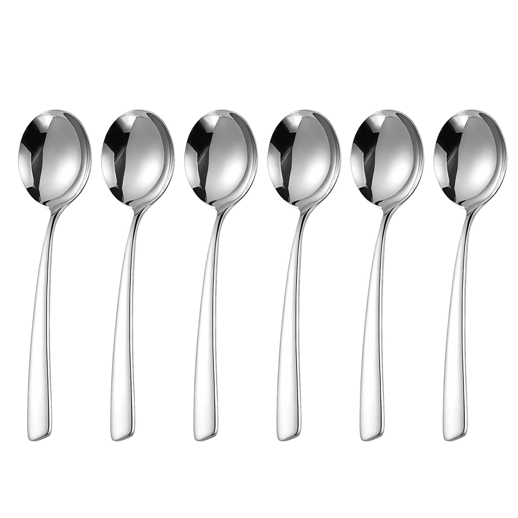 IMEEA 6.9-Inch Soup Spoons 18/10 Stainless Steel Round Cereal Spoons for Dessert Ice Cream Set of 6