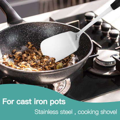 Stainless steel cooking spatula set for cast iron pots and stainless steel cookware