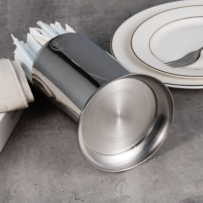 Stainless Steel Straw Holder bottom detail showing polished surface and stable base design