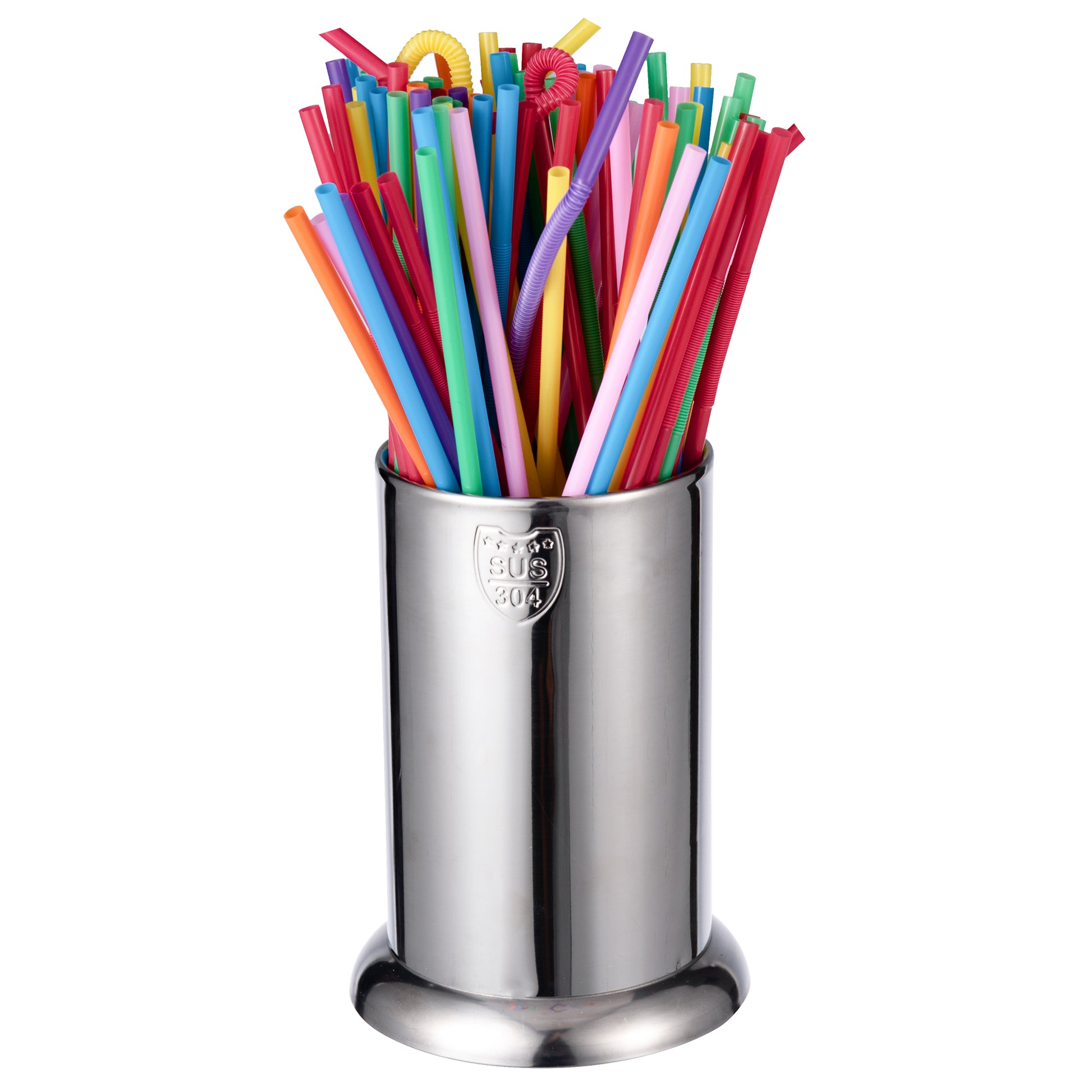 IMEEA 6.8inch SUS304 Stainless Steel Straw Holder with mirror polished finish for organized countertop storage