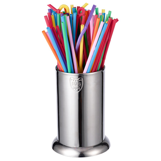 IMEEA 6.8inch SUS304 Stainless Steel Straw Holder with mirror polished finish for organized countertop storage