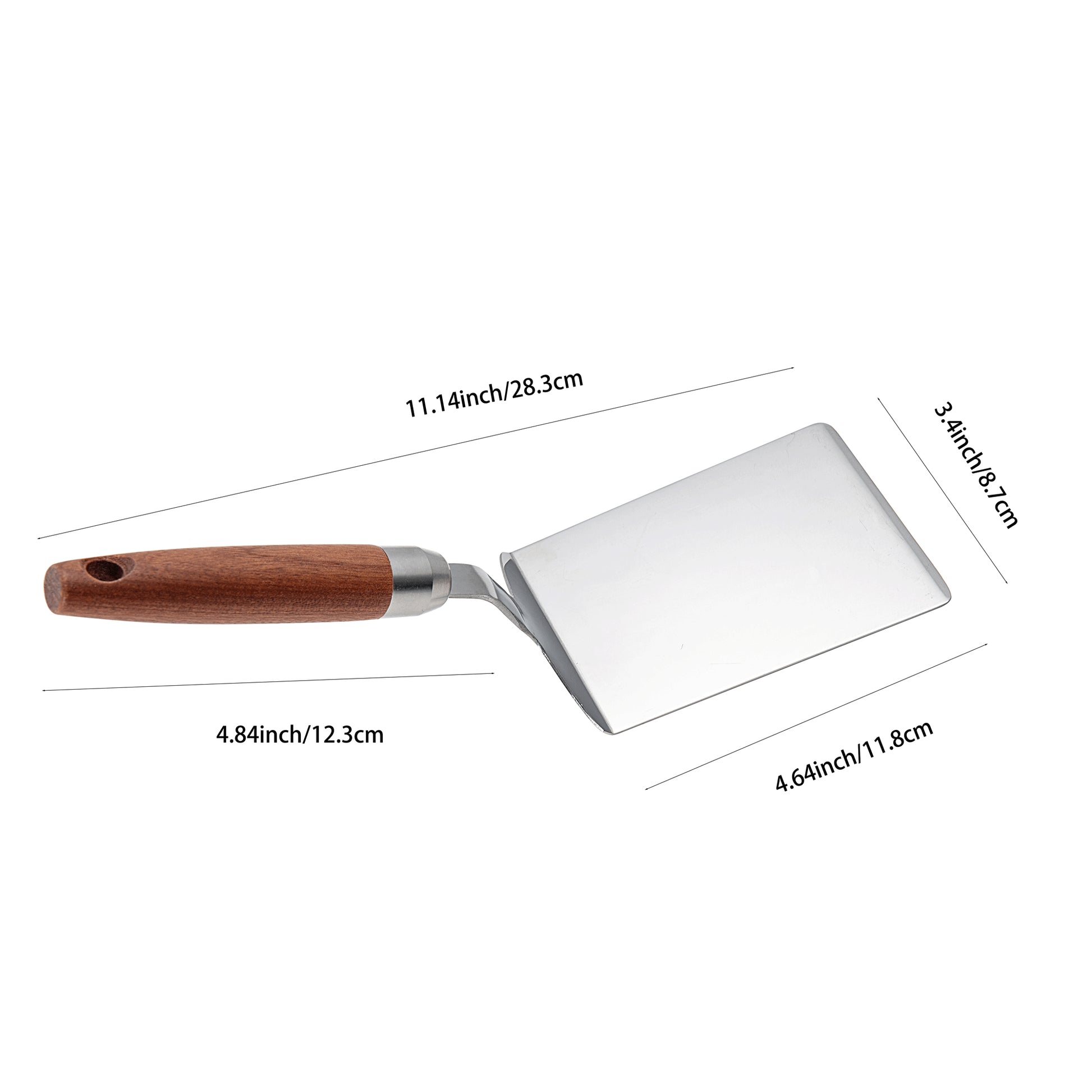 Solid Stainless Steel Turner Spatula with 11.14-inch length and 3.4-inch blade width