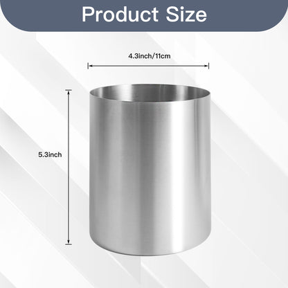 IMEEA Stainless Steel Utensil Holder size details showing 5.3inch height and 4.3inch width