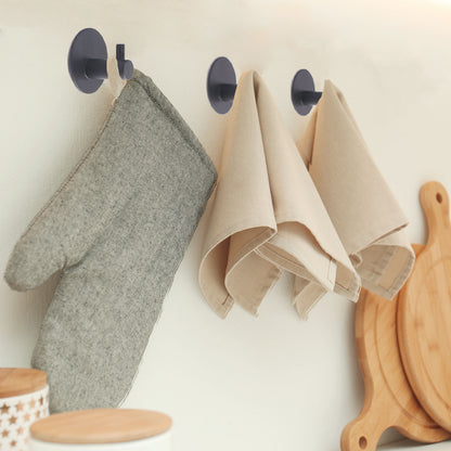 IMEEA Black Stainless Steel Adhesive Wall Hooks holding towels and gloves for home storage