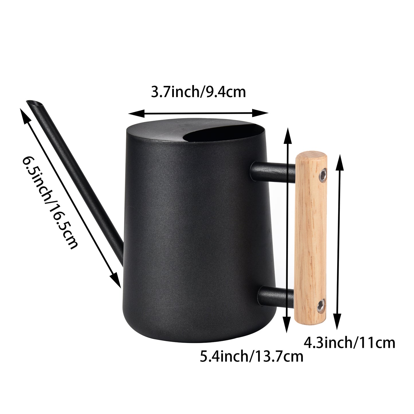 IMEEA Stainless Steel Watering Can with 6.5-inch long spout and 5.4-inch total height dimensions