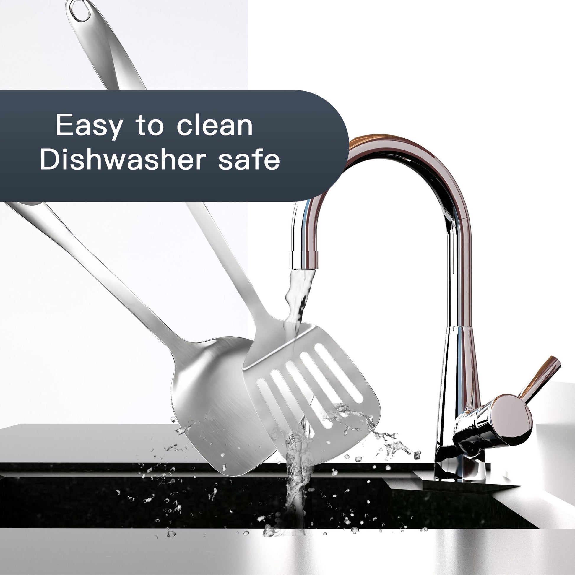 Smooth stainless steel surface resists food residue buildup, easy to clean and dishwasher safe