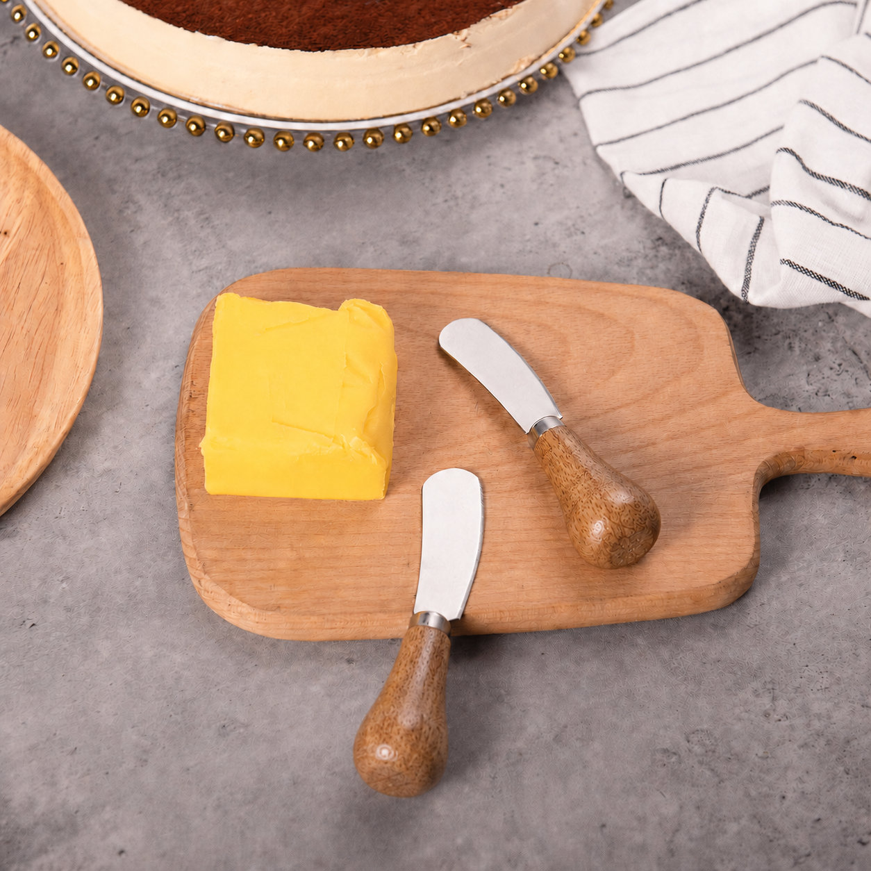 IMEEA 4 Pcs Mini Butter Spreaders Stainless Steel with Wooden Handles