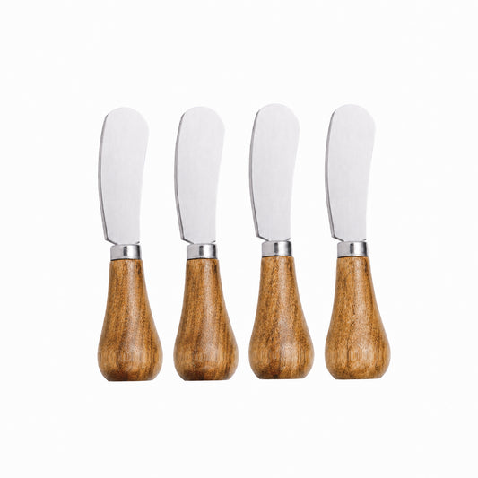 IMEEA 4 Pcs Mini Butter Spreaders Stainless Steel with Wooden Handles
