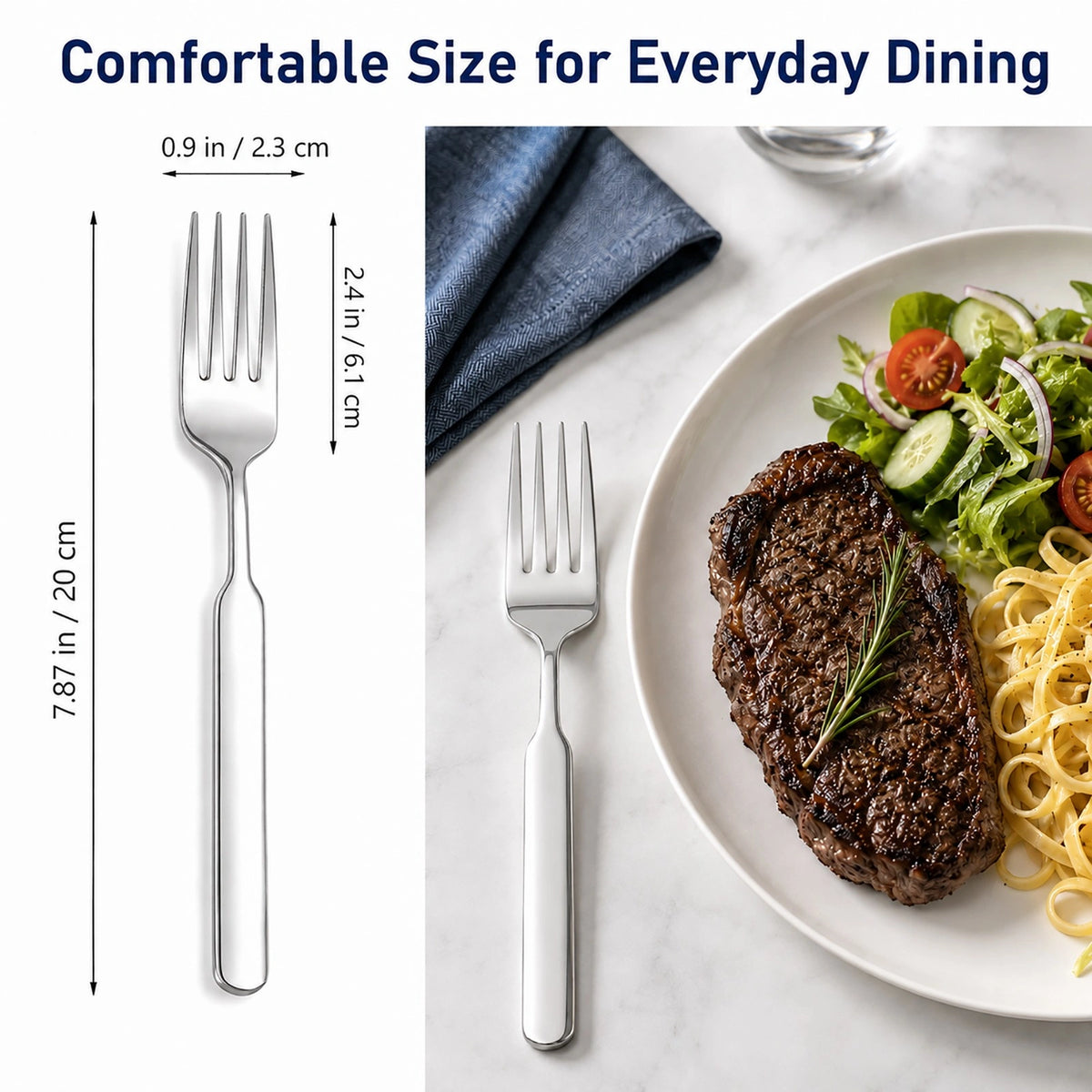 SUS316 dinner fork size with 7.87 inch length for everyday dining