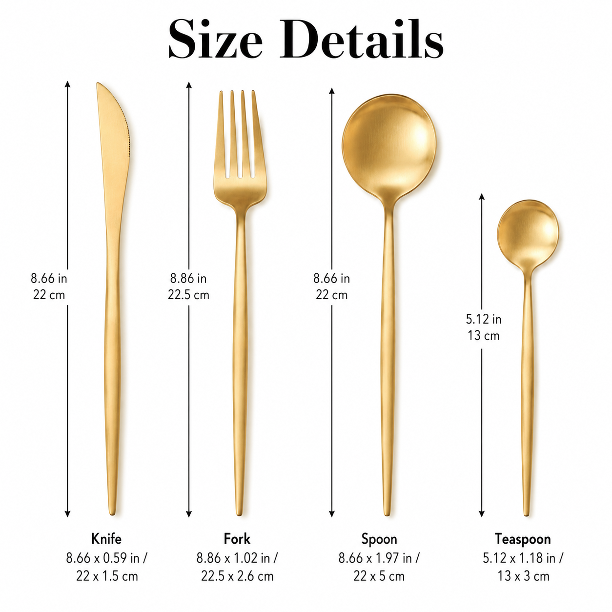 IMEEA 304 Stainless Steel Flatware Set of 4, Brushed Gold / Silver Dinner Knife Fork Spoon Teaspoon Set