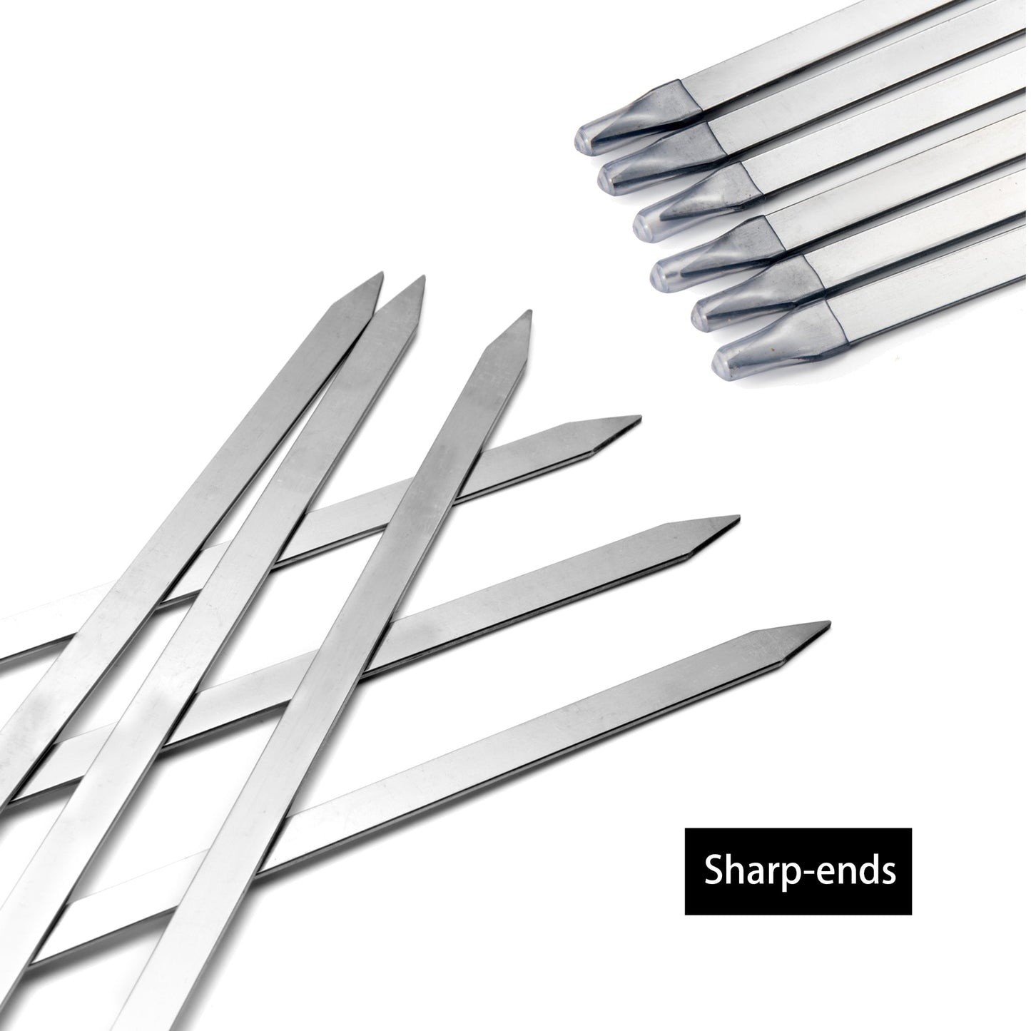 IMEEA 15.7inch/40cm Flat Kabab Skewers 0.4inch/1cm Wide Blade Stainless Steel Skewers Shish Kebab Grilling, Set of 6 - IMEEABBQ skewers