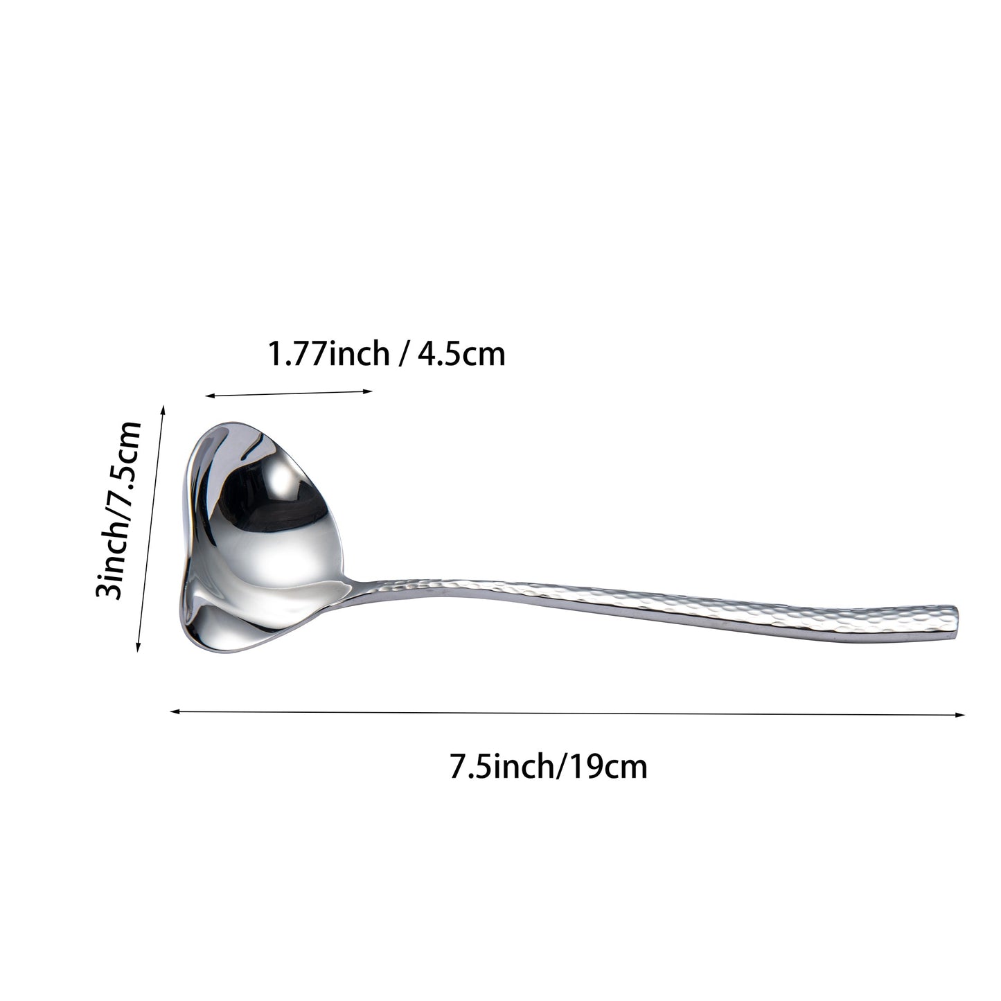 IMEEA 7.5 Inch Small Ladle with Spout Hammered 18/10 Stainless Steel Sauce Ladle Gravy Ladle Drizzle Spoon for Salad Dressing (Silver) - IMEEAsauce ladle