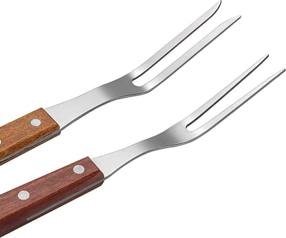 IMEEA Carving Forks Stainless Steel Meat Fork with Wooden Handle Cooking Fork BBQ Fork Grill Fork Steak Fork for Kitchen Roast (13 Inch, 10.8 Inch) - IMEEAcarving fork