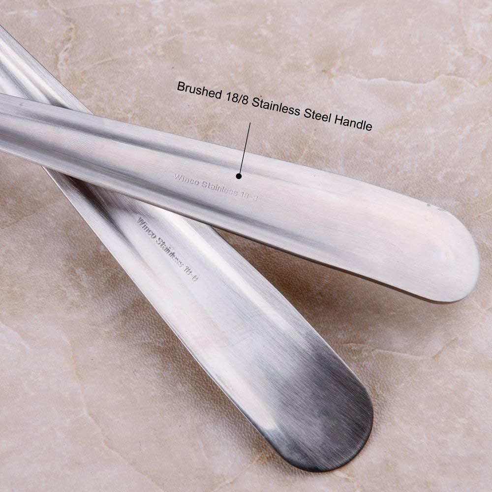 IMEEA Flat Edge Spoon 18/8 Stainless Steel Flat Bottom Serving Spoon for Cooking 8 - Inch Slotted Spoon, Set of 2 - IMEEAspoon