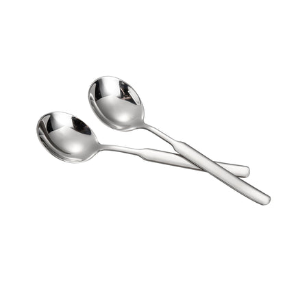 IMEEA Large Soup Spoons Round Serving Spoons - 7.75 Inch Heavy Duty 316 Stainless Steel with Long Handles, Set of 4 - IMEEAspoon