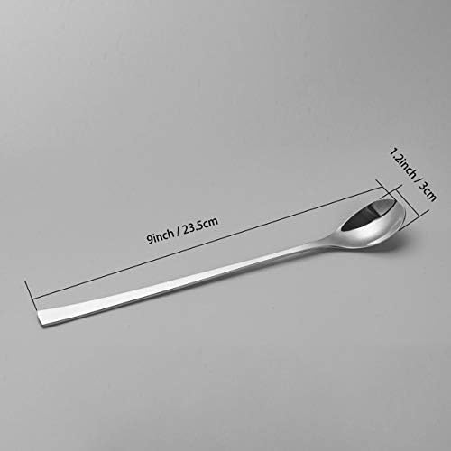 IMEEA Long Handled Iced Tea Spoons - 18/10 Stainless Steel, 9 - Inch Stirring and Mixing Spoons, Perfect for Cocktails and Beverages, Set of 6 - IMEEA