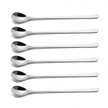 IMEEA Long Handled Iced Tea Spoons - 18/10 Stainless Steel, 9 - Inch Stirring and Mixing Spoons, Perfect for Cocktails and Beverages, Set of 6 - IMEEA