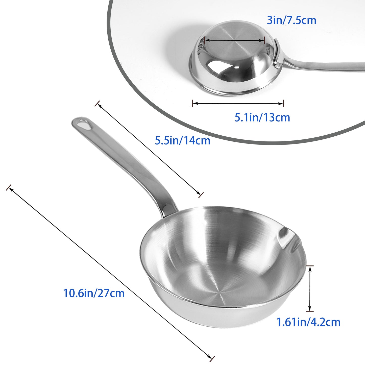 IMEEA 5,1" Mini-Eierpfanne - Omelettpfanne und Butterwärmer aus Edelstahl SUS304 mit Ausguss