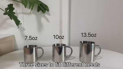 Double Wall Mugs SUS304 Stainless Stainless, 7.5 oz / 10 oz / 13.5 oz