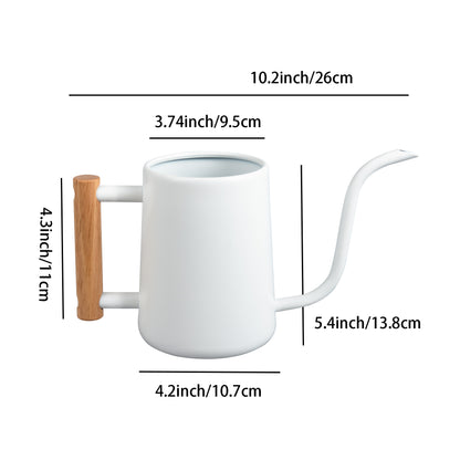 IMEEA 小型じょうろ 室内植物用 35オンス 観葉植物用 ステンレススチール製じょうろ 長い注ぎ口と快適な木製ハンドル付き