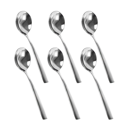 IMEEA 6.9-Inch Soup Spoons Round Cereal Spoon 18/10 Stainless Steel Bouillon Spoons for Dessert Ice Cream, Set of 6