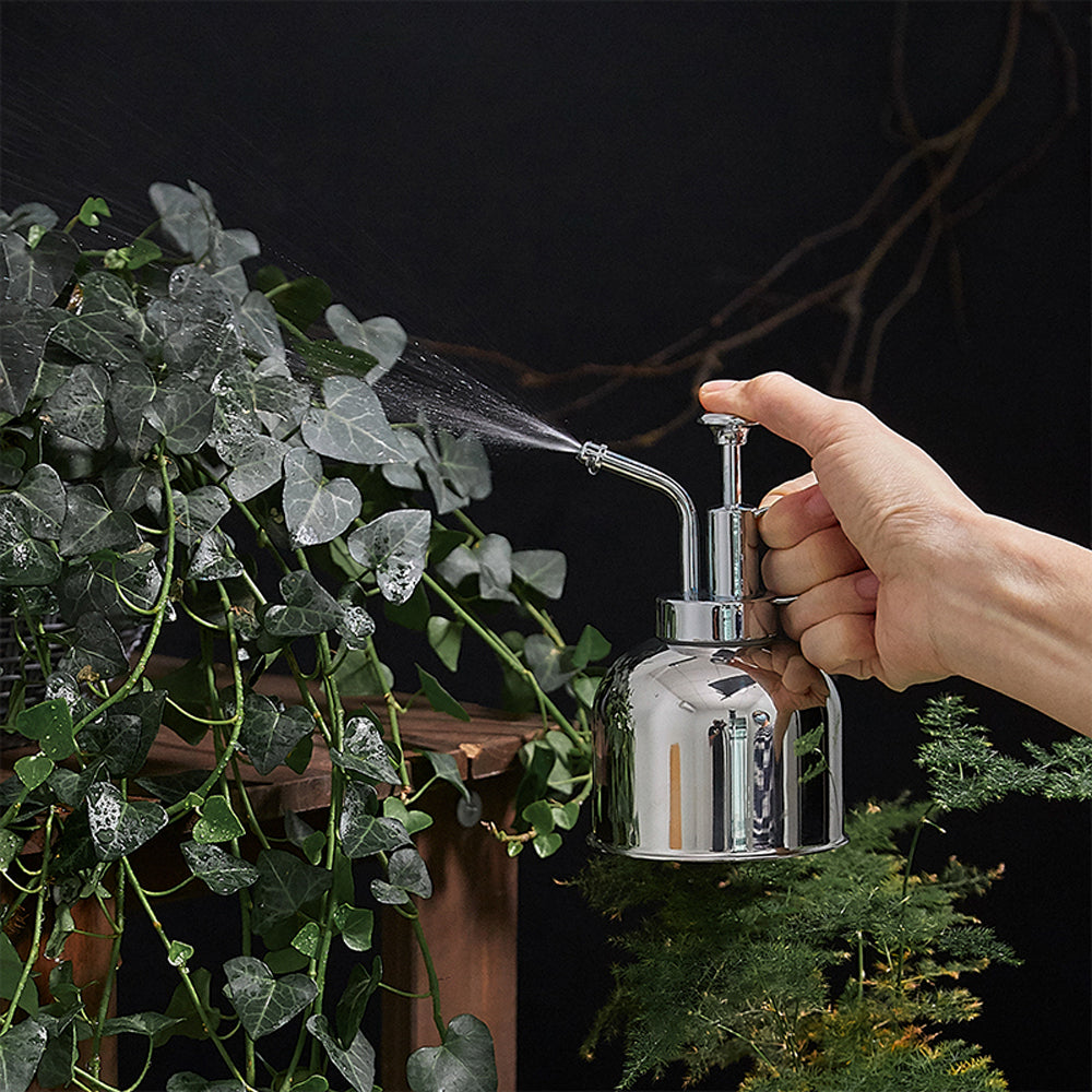 IMEEA Mini Plant Mister Spray Bottle SUS304 Stainless Steel Spritzer Watering Can with Top Pump for Indoor Succulents Orchids Air Plants Garden, 10oz/300ml