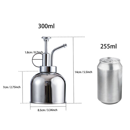 IMEEA Mini Plant Mister Spray Bottle SUS304 Stainless Steel Spritzer Watering Can with Top Pump for Indoor Succulents Orchids Air Plants Garden, 10oz/300ml