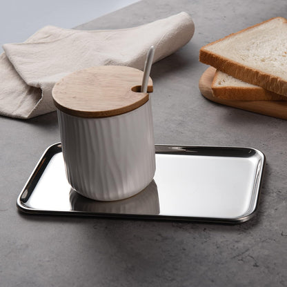 Small Vanity Tray Rectangle Satinless Steel Little Jewelry Tray Bathroom Tray Storage Organizer Makeup Cosmetic Organizer Trays, 8 X 4.6 Inch