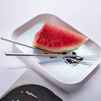 Long Handle SUS304 Stainless Steel Fork in watermelon tray