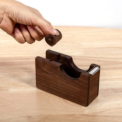 IMEEA Natural Walnut Wood Tape Dispenser with removable spindle for holding tape rolls