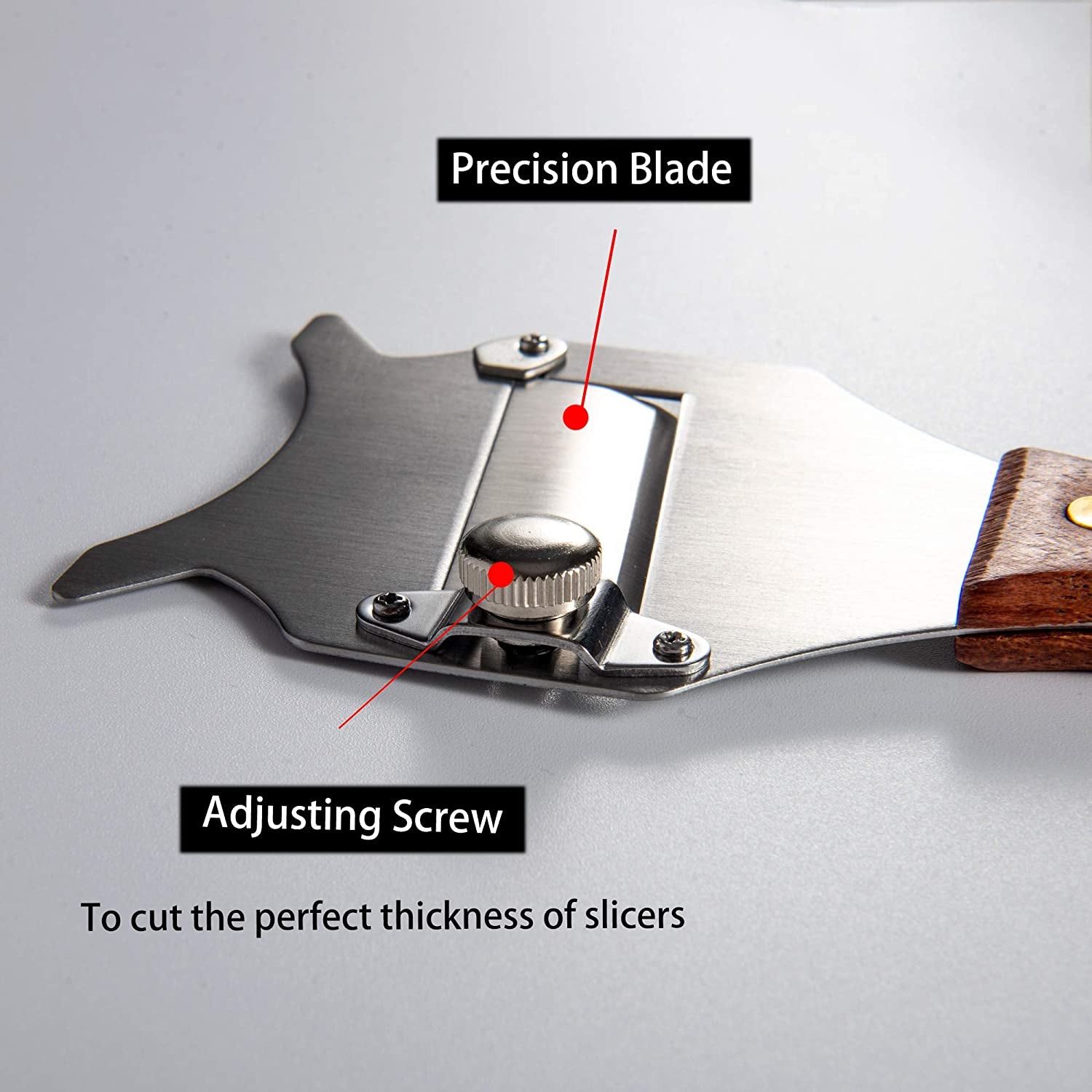 IMEEA Stainless Steel Truffle Slicer head detail with adjustable screw and precision blade